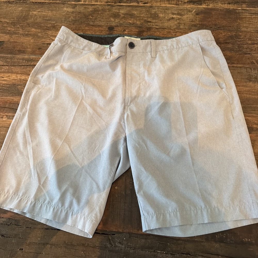 7 Diamonds Shorts Mens 36 Gray Stretch Microfiber Chino 10 Inseam Casual Travel